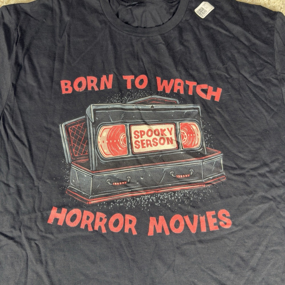 NWT Gildman "Born To Watch Horror Movies" Mens Black T-shirt Size‎ XL